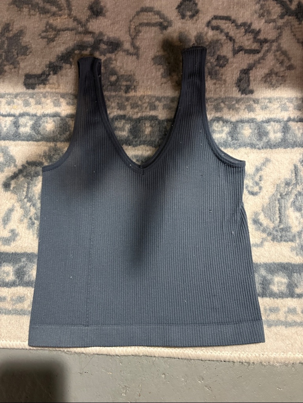 Rue21 Black Ribbed V-Neck Tank